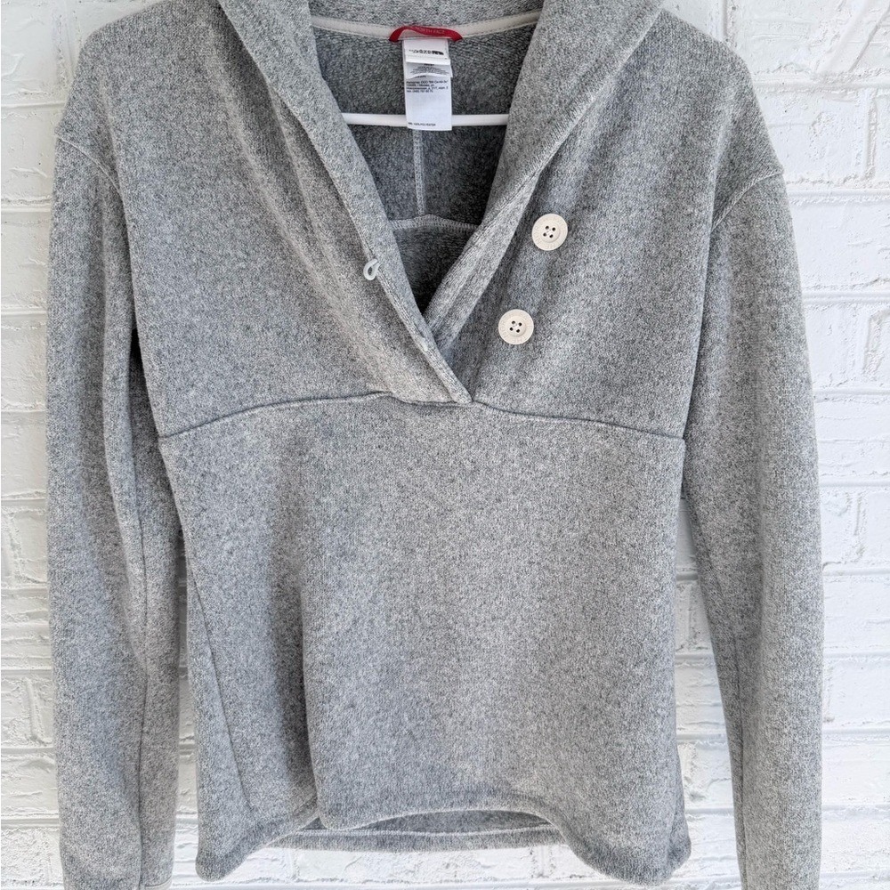 The North Face Women's Gray Fleece Hooded Pullover Sweater S